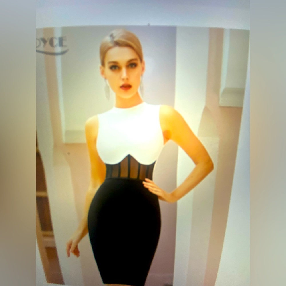 Black/white corset bandage dress